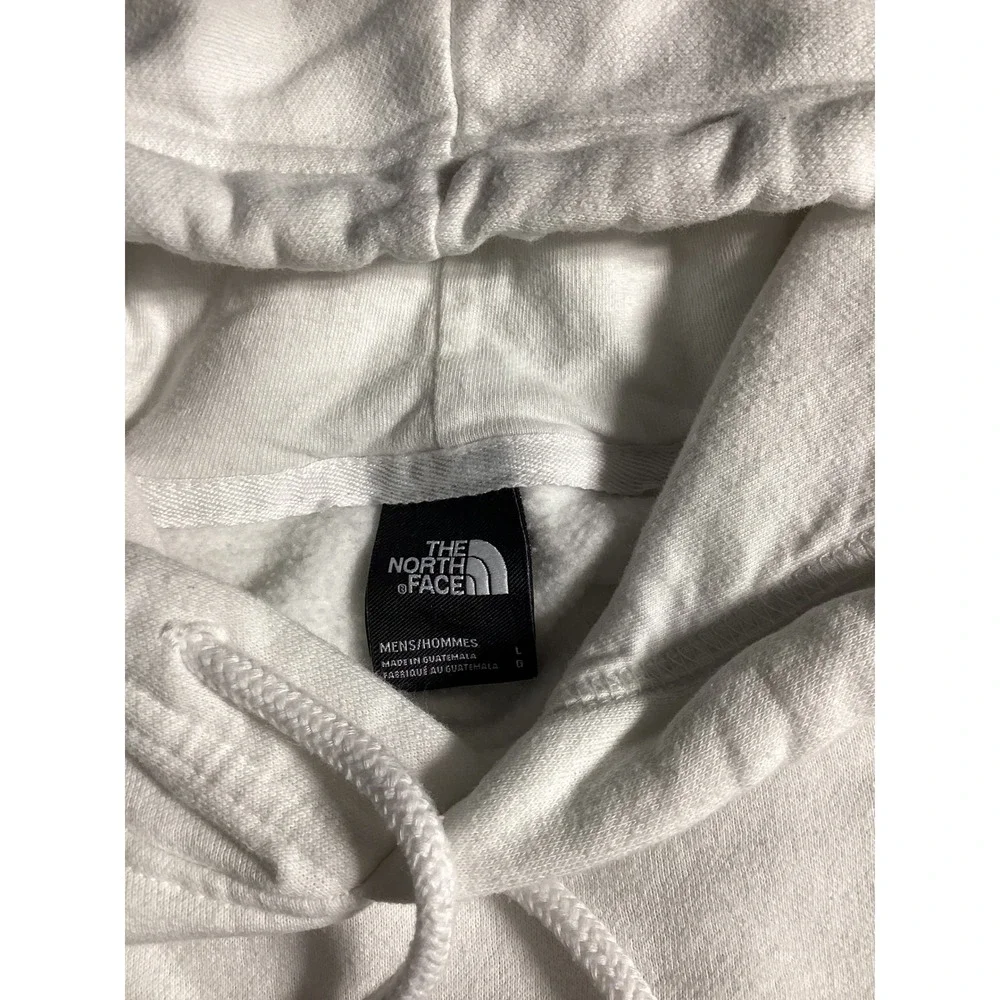The North Face Logo Pullover Hoodie Men Large White Excellent Fleece Sweatshirt